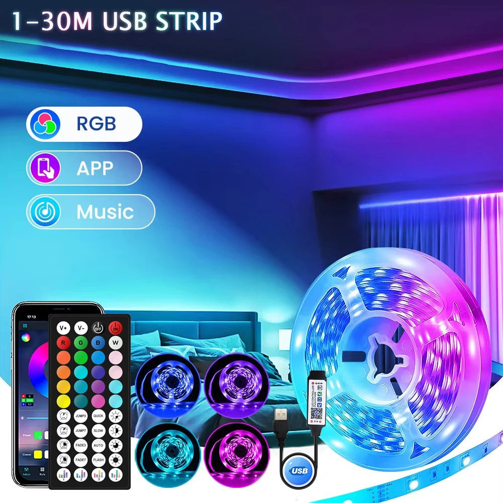 Led-leuchten Für Schlafzimmer Bluetooth Wifi App Fernbedienung Rgb Led Licht Streifen 5050 Rgb USB 5V Led Band tv Hintergrundbeleuchtung Raum Beleuchtung.
