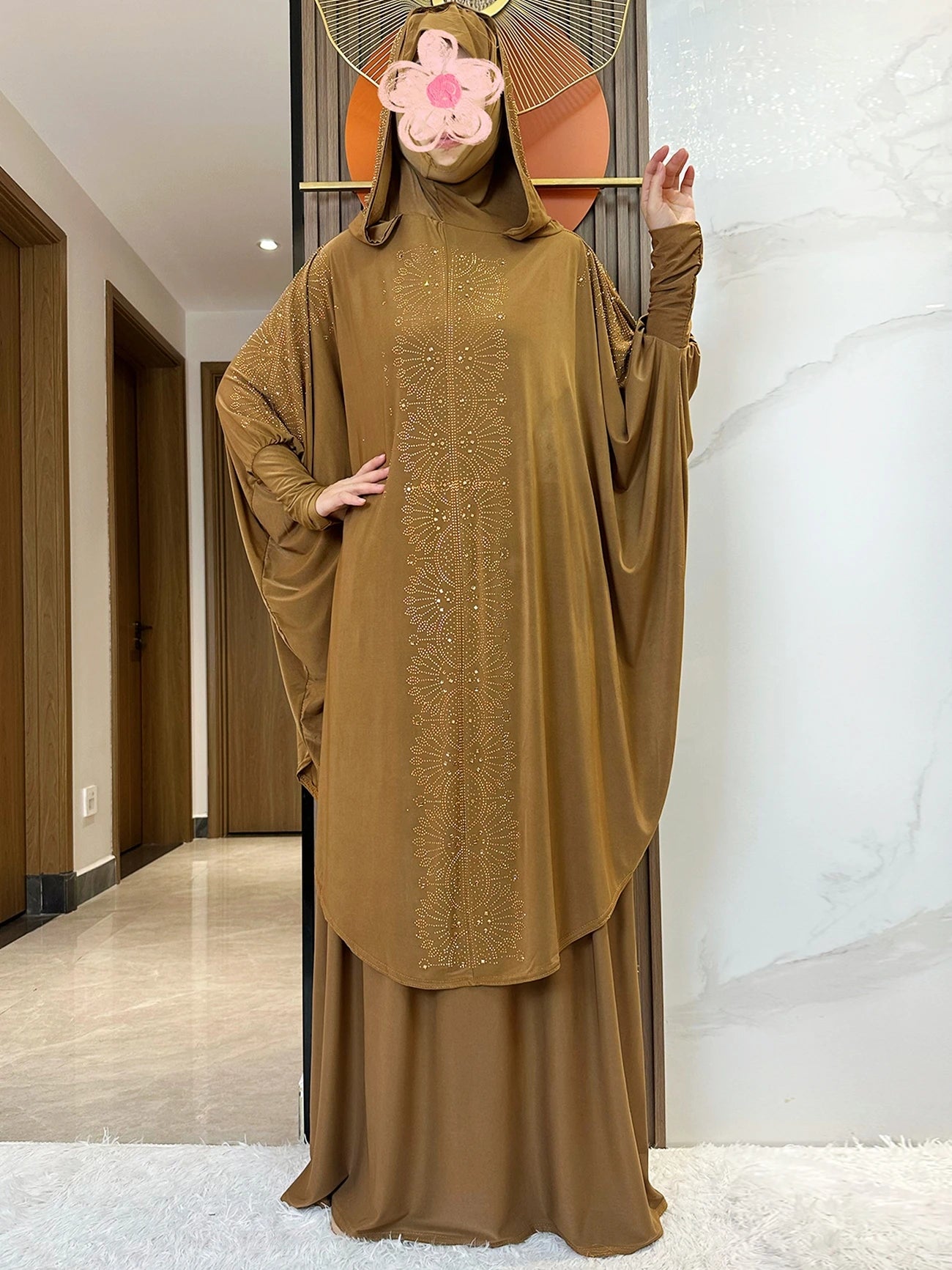 New Two Piece Set Solid Jilbab Prayer Muslim Abaya Set Women Prayer Garment Dress Hijab Long Khimar Skirt Sets Islamic Ramadan