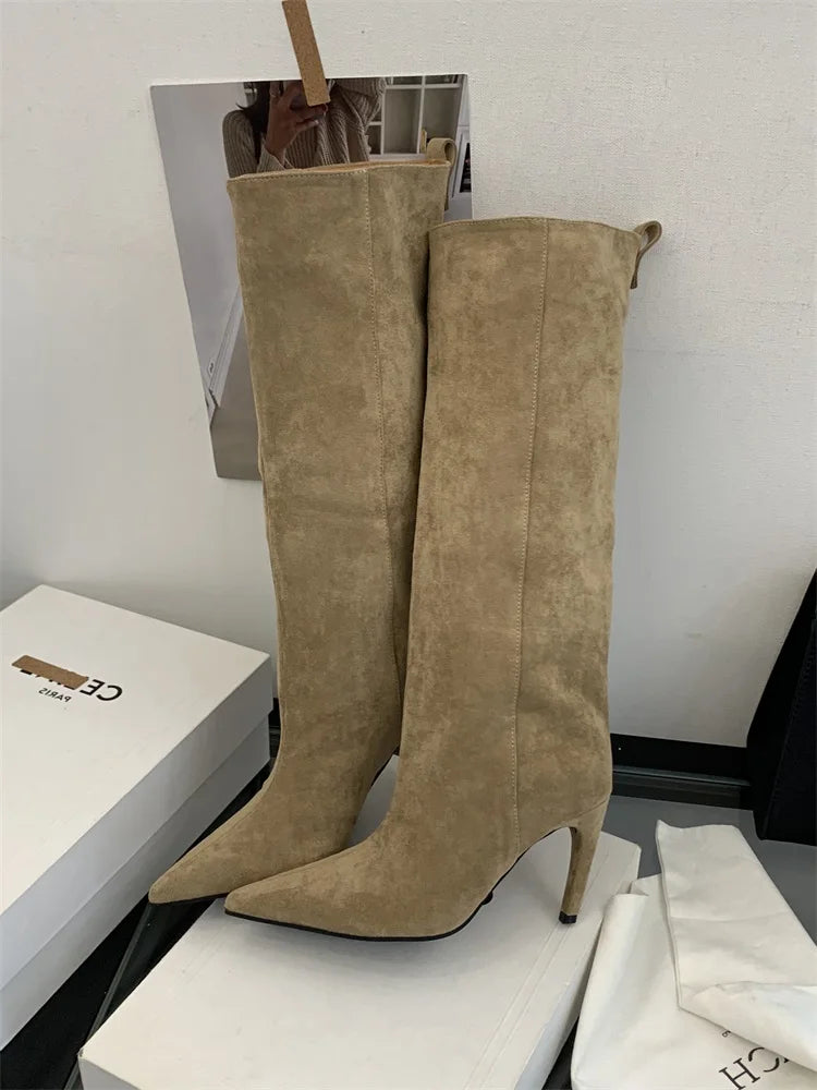 Eilyken Winter Street Style Pointed Toe Knee-High Women Boots Thin Heels Shoes Female Punk Vintage Long Booties Zapatos De Muje.