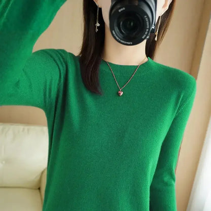 2025 frauen Pullover Frühling Herbst Lange Hülse O-ansatz Pullover Warme Bodenbildung Shirts Koreanische Mode Pullover Strickwaren Weiche Jumper