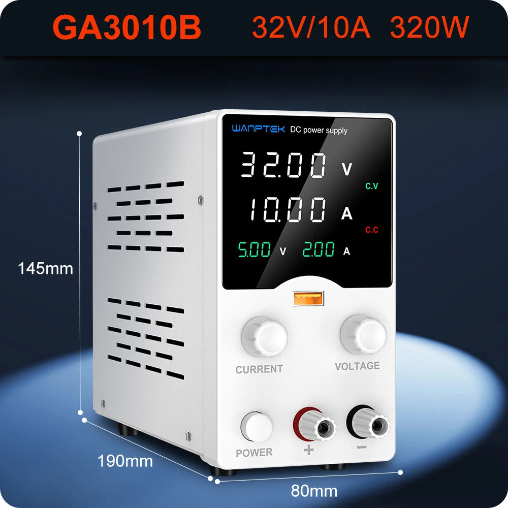 Wanptek Laboratory Power Supply 30V 5A 30V 10A 60V 5A 120V 3A  Adjustable with USB Output Display Lab Bench DC Power Supply.