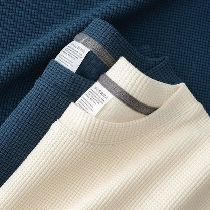 Men's New Summer Waffle Round Neck Short Sleeve T-Shirt Comfortable Breathable Short-Sleeved Top for Casual Wear.