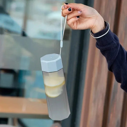 Portable Plastic Water Bottle Creative Matte Water Cup Outdoor Juice Leak-Proof Sports Bottle with Rope Travel Camping Bottles.