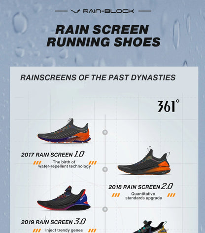 361 Degrees NEW Rainblock 7.0 Anti Splash Rainproof Running Shoes Technology Night Reflective Cushioning Man Sneakers 572342228.