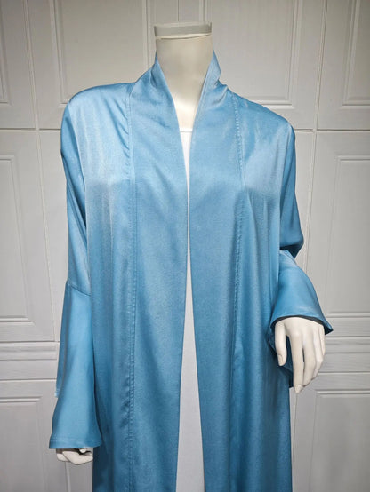 Eid Ramadan Open Abaya Dubai Luxury Elegant Ruffle Sleeve Solid Color Shawl Cardigan Kebaya Kaftan Robe Clothing Caftan Femme