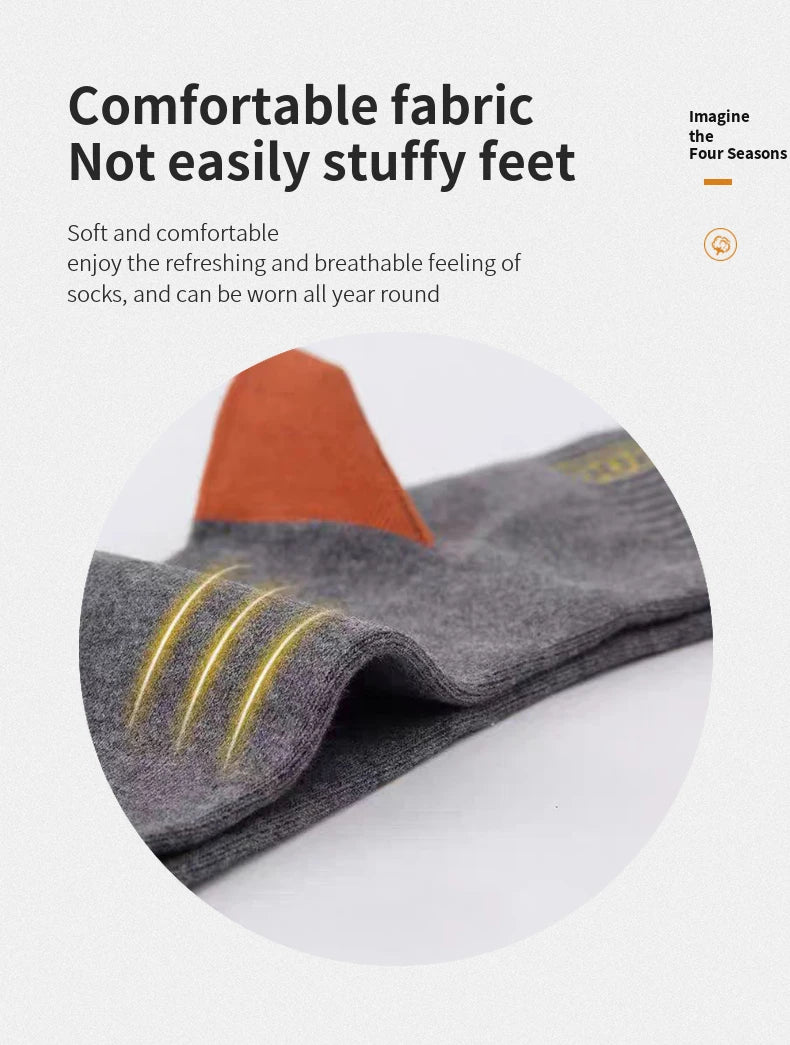 5 Pairs of Autumn and Winter MEN'S Sports Socks for Summer Leisure, Sweat Wicking, Lightweight and Breathable Basketball Socks.