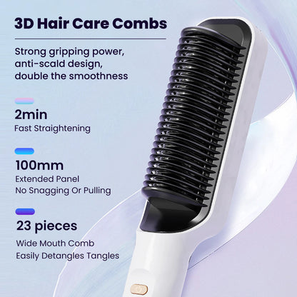 1Pcs curling and straightening dual-purpose straightener for quick heating, adjustable temperature suitable for wet and dry hair.