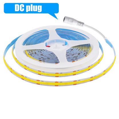 5 V USB-COB-LED-Streifen mit 2-poligem DC-Stecker, 3000 K, 4000 K, 6000 K, 320 LEDs, flexibles Band, lineare Beleuchtung mit hoher Dichte.