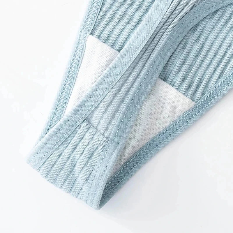 4Pcs Women's Panties Fashion Striped Thongs Soft Cotton Underwear Ladies Sexy Lingerie Sports Breathable G-Strings Cozy T-Back.