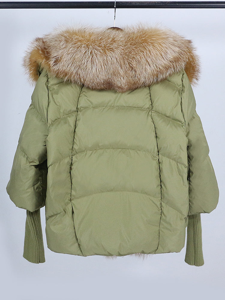 Lose Natürliche Echt Fox Pelz Kragen Mantel Dicke Neue Europäische Mode Weiße Ente Unten Jacke Winter Frauen Warme Luxus Oberbekleidung