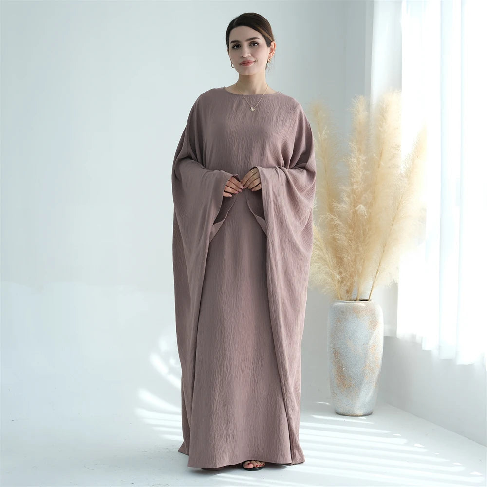 Ramadan Eid Baumwolle Leinen Khimar Abaya Set Dubai Muslim Sets Hijab Kleid Kaftan Abayas Kaftan Marocain Femme Vestidos Para Mujer