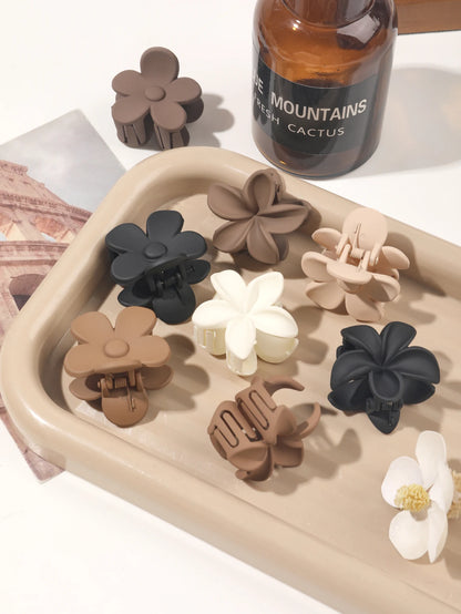 10 Pcs Pink Small Claw Clips Set,Matte Tiny Flower Jaw Clips for Women Girls,5 Style Nonslip for Thin Medium Fine Hair