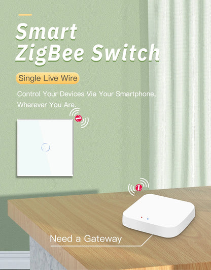 BSEED Zigbee 1/2/3Gang Touch Schalter Smart Wand Licht Schalter Tuya Google Smart Leben Alexa App Steuerung glas Panel Keine Neutral.