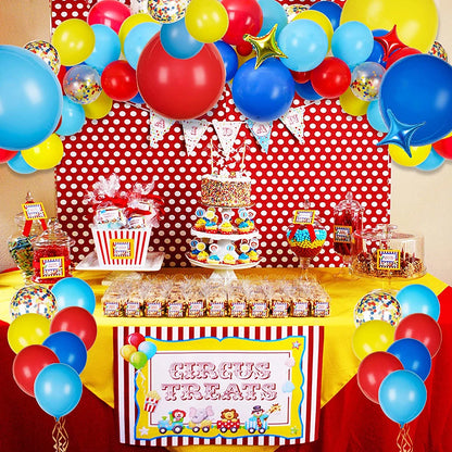 Karneval Zirkus Ballon Girlande Kit Rot Blau Gelb Regenbogen Konfetti Ballon Bogen Stern Folienballon Geburtstag Karneval Party Dekor.