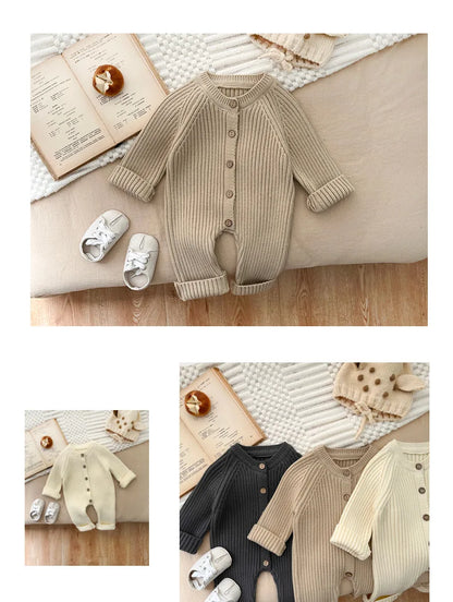 2025 herbst Pullover Neugeborene Mädchen Jungen Ein Stück Kleidung Stricken Strampler Solide Baby Jungen Overall Verdicken Strickwaren Outfits.