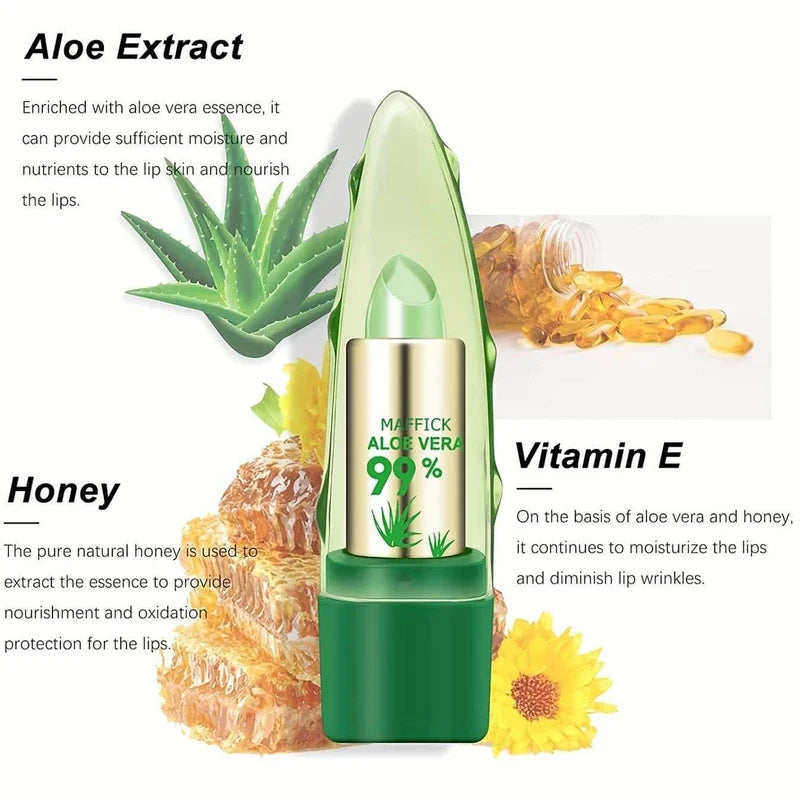 1PC Moisturizing Aloe Vera Lipstick Discoloration Lip Care Nutritious Plumper Lip Balm Magic Cosmetic Makeup Lip Beauty Care.