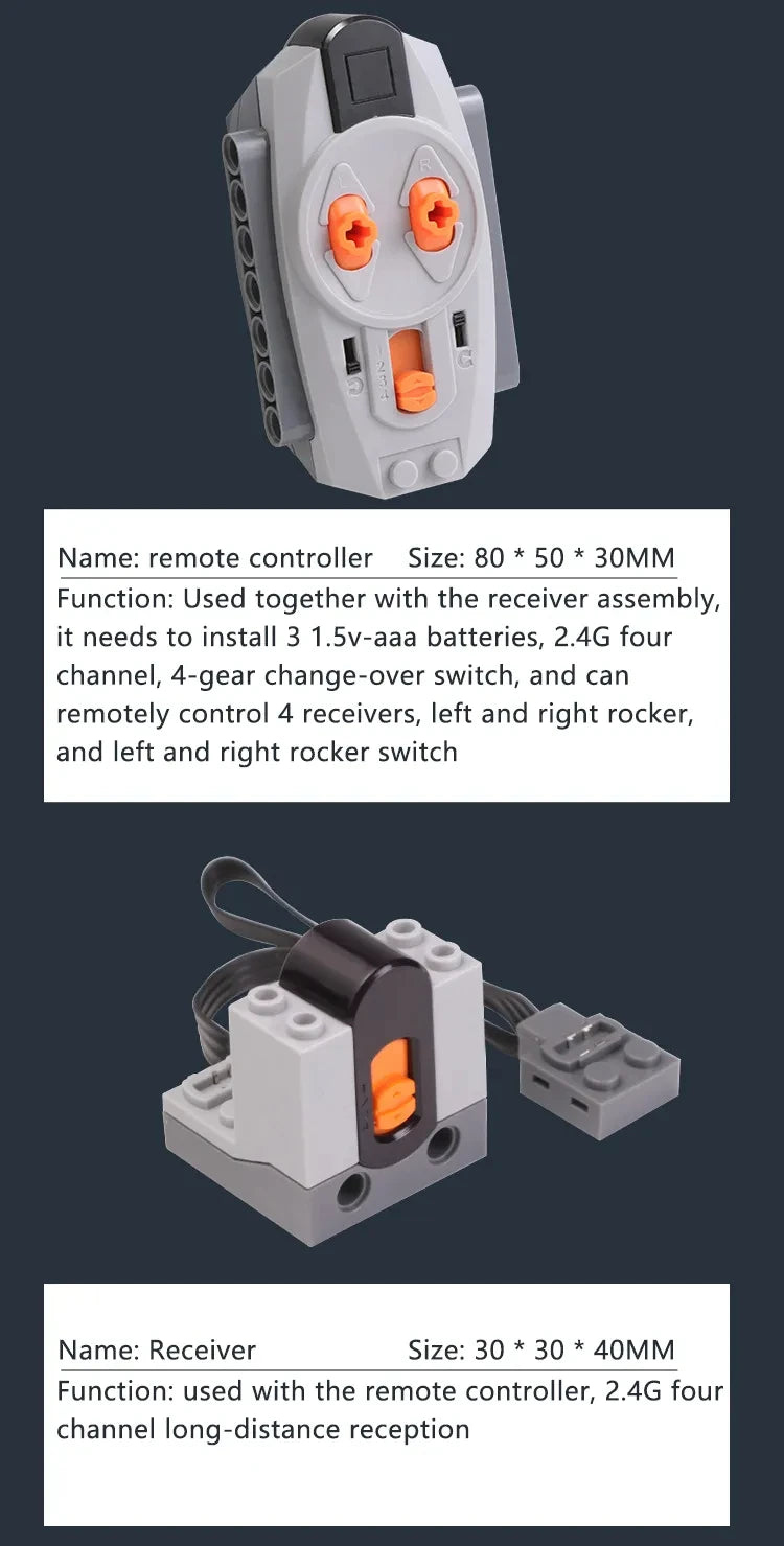 Technical Motor Battery Box Power Functions Parts IR Speed Servo Light Receiver PF APP Remote Control Car Building Blocks Bricks.