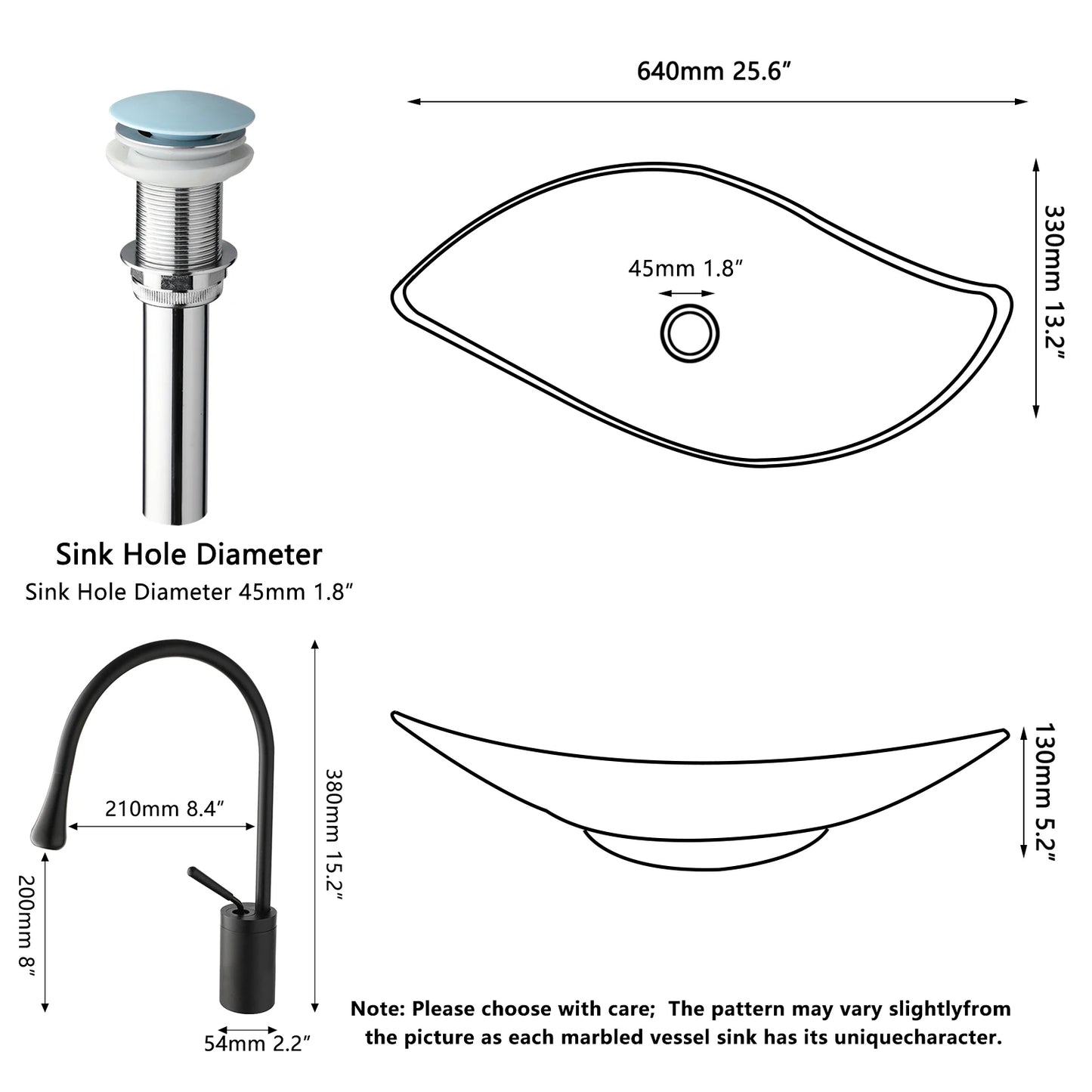KEMAIDI Waschbecken-Set für Badezimmer, blaues Waschbecken, Deckmontage, Waschtisch-Waschbecken mit einem Griff, Aufsatzwaschbecken-Wasserhahn-Kombination