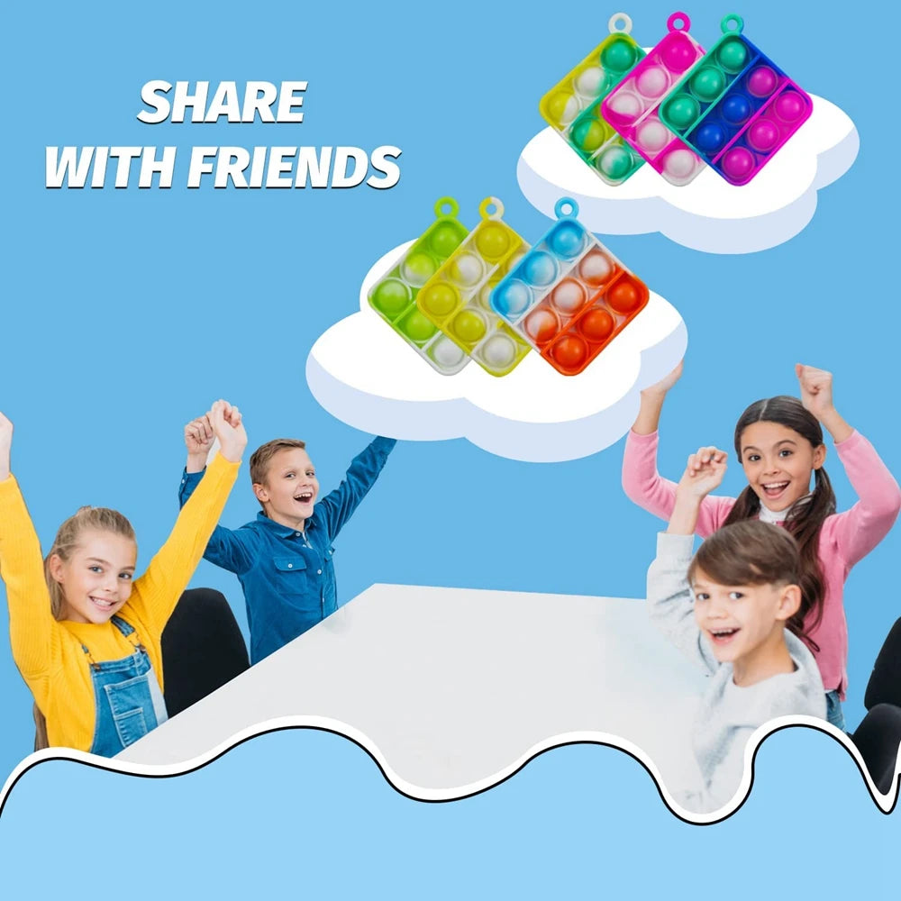 12/24/48Pcs Mini Pop Push Fidget Toys Set Keychain Fidget Toy Anti-Anxiety Stress Relief Hand Toy Pack for Kids Adults Gifts.