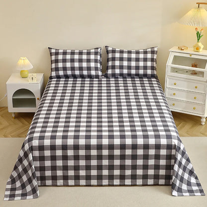 Flat Sheet And Pillowcases Sets Linen Cotton Blend Bedding Set with 50x70cm Pillowcases.