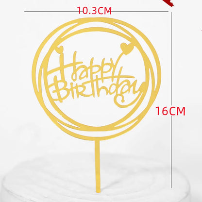 10 Stück Roségold Happy Birthday Kuchendeckel Silber Schwarz Schlichtes Design Acryl Kuchendeckel Babyparty Party Dessert Dekoration.