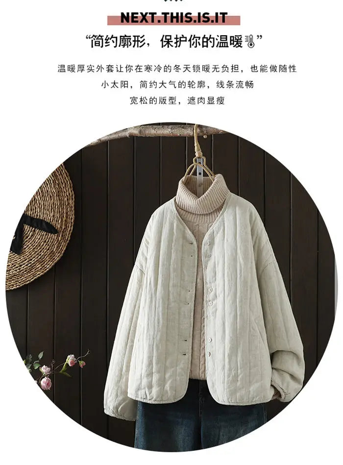 2023 Retro Kunst Winter kurze Jacke Frauen einfarbig personal isierte vielseitige lose lässige Baumwoll mantel geste ppte Tops z4260.