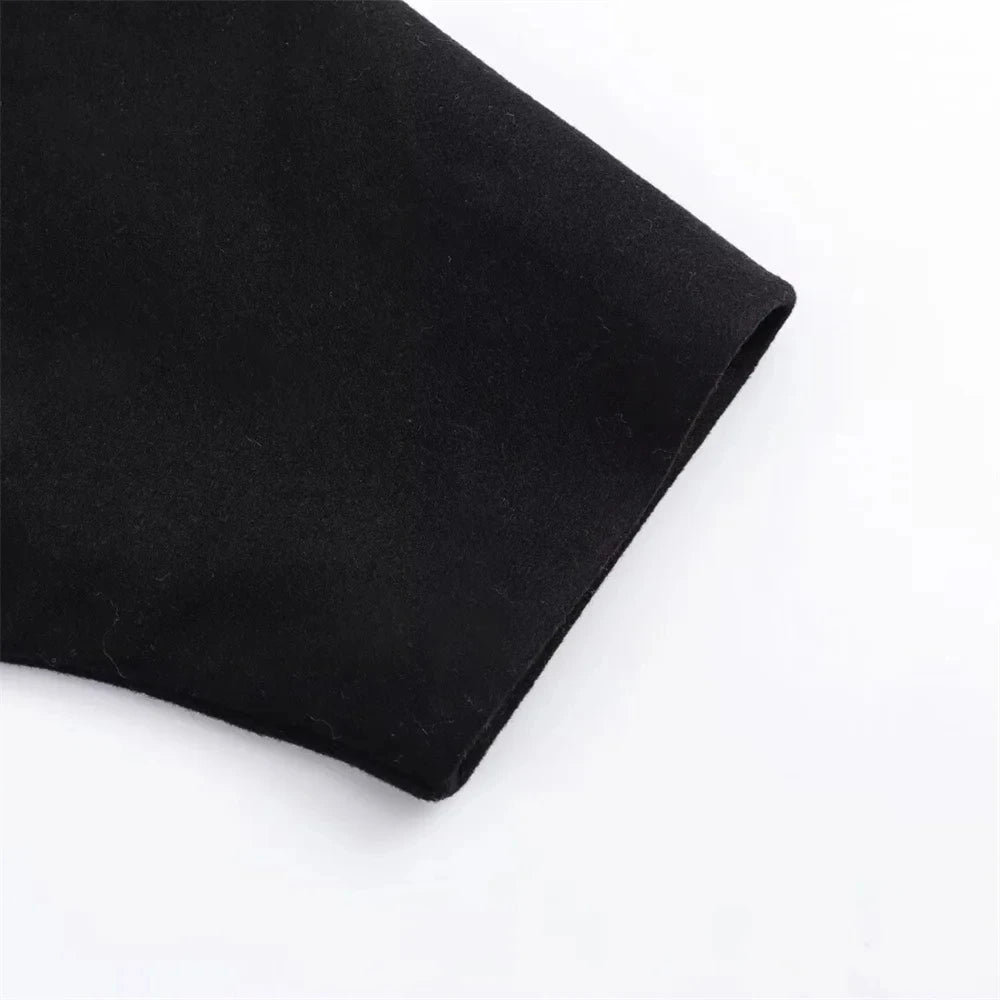 ZBZA Damen Schräge Knopf Lose Fledermausärmel Jacke Mantel Revers Langarm Doppeltasche Warm Solide Farbe Vintage Oberbekleidung Herbst Winter Neue Weibliche Chic Mantel