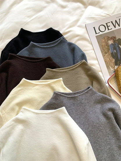 2025 Women Turtleneck Knitted Pullovers Solid Sweater Harajuku Korean Soft Warm Knitwear Autumn Winter Fashion Slim Jumpers Tops.