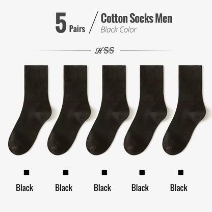 5/10 Pairs 95% Combed Cotton Socks Men Business Dress Long Socks Soft Breathable Spring Summer Colorful Sock For Man 5Pairs/Lot