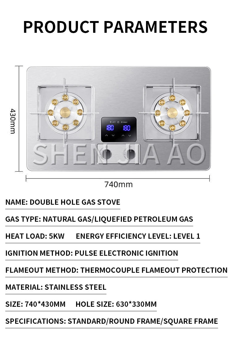 5KW Gas Stove Home Double Embedded Gas Stove Energy-saving Fierce Fire Stove Gas Cooktop Double hole gas stove.