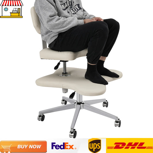 Cross Schreibtischstuhl mit Lordosenstütze |   Ergonomischer Bürostuhl |   Sitzhöhe und Fußpolster, verstellbarer Meditationsstuhl/Schwarz/Weiß