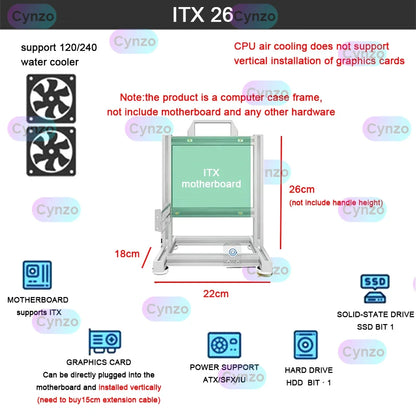 DIY  Gamer Cabinet ITX MATX ATX Open Computer Case Frame Aluminum Alloy Desktop Portable PC Rack DIY Personalized Chassis.