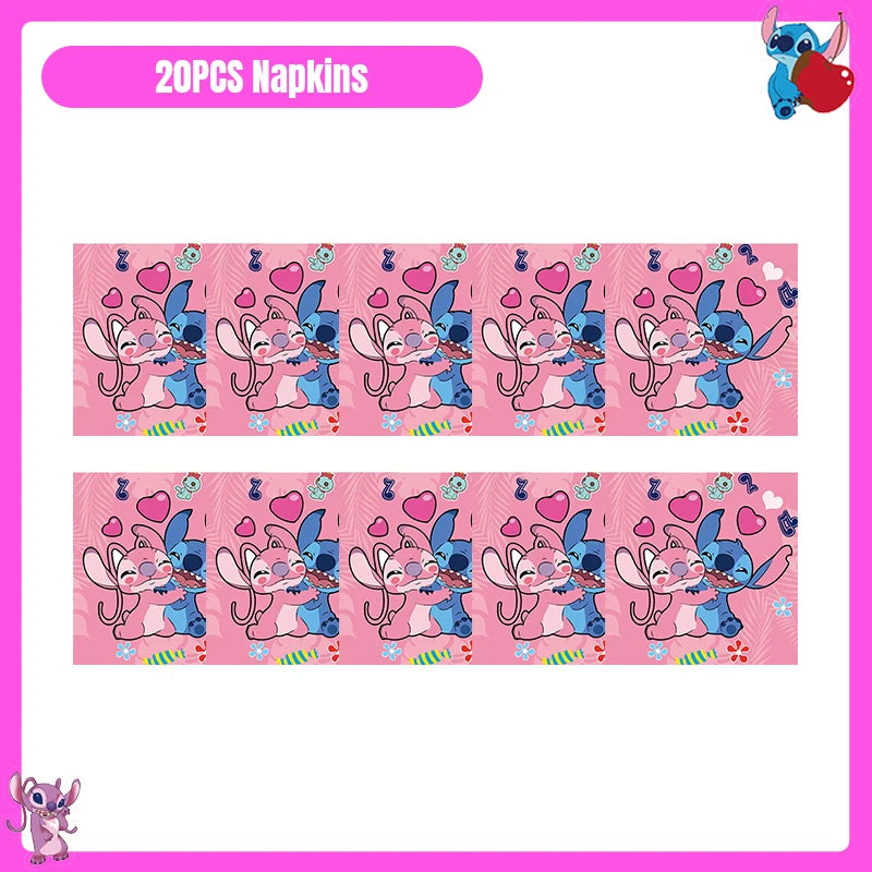 Disney Lilo und Stitch Party Dekoration Geschirr rosa Stitch alles Gute zum Geburtstag Party Thema liefert Ballon Hintergrund Tasse Teller