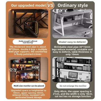 Schreibtisch, Bücherregal, integrierter Schreibtisch mit Lochbrett, Schlafzimmer, E-Sport-Tisch, Desktop-Computertisch