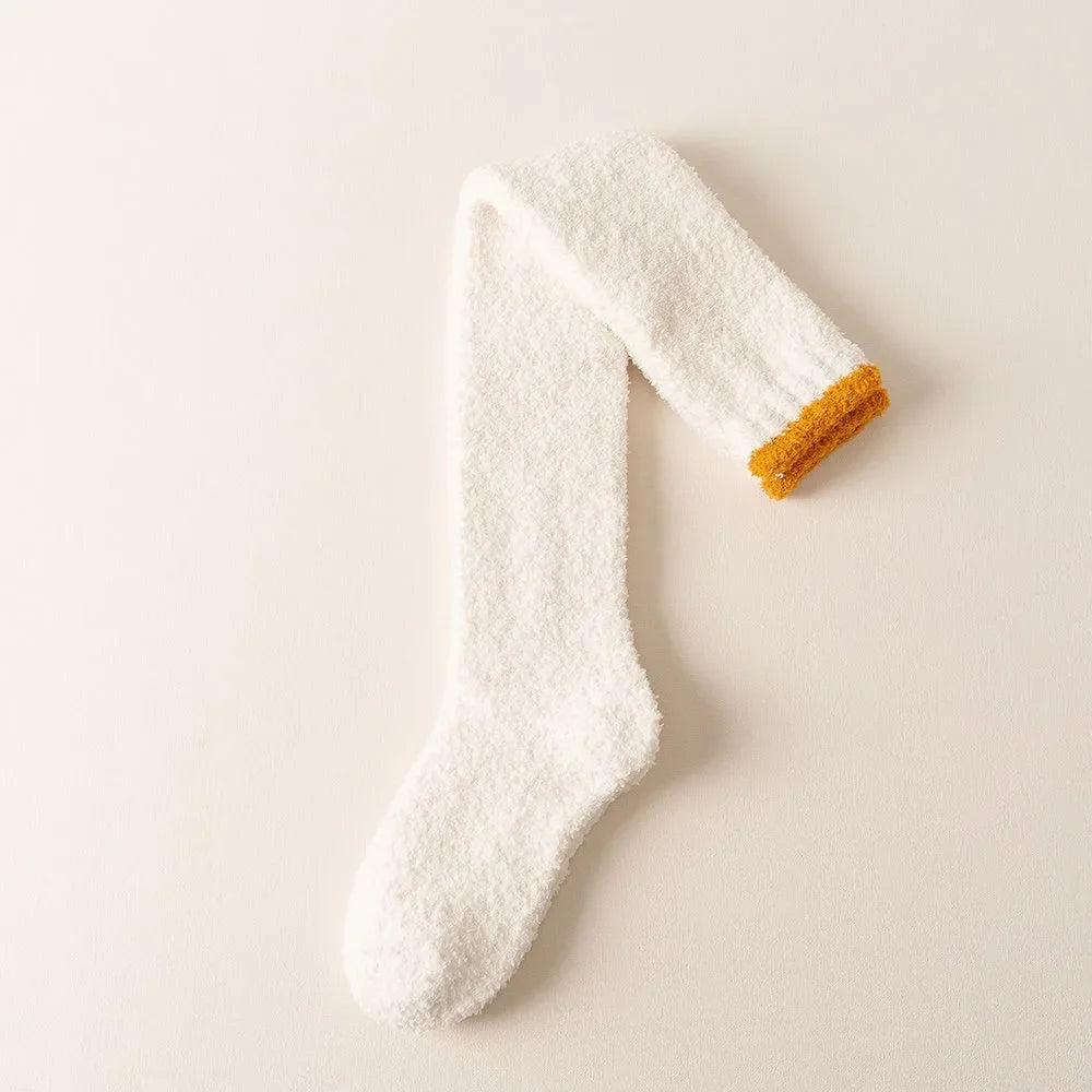 MuqiNush Thigh High Knee Socks Knitted Warm Winter Plush Thick Tall Long Boot Stockings Leg Warmers for Daily Cosplay Sleep