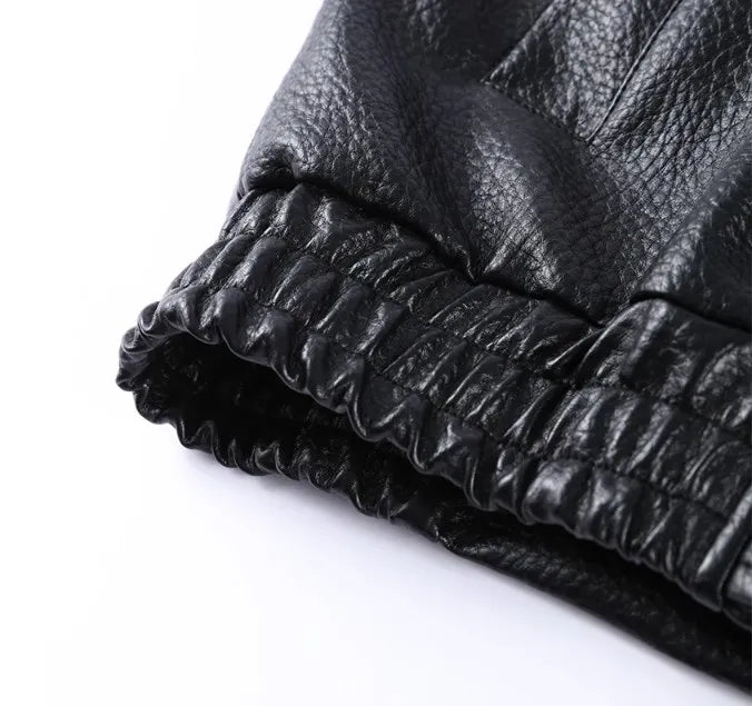 Street PU Leather Loose Jacket Women Fashion Solid Full Sleeve Stand Collar Single Breasted Coats Female 2025 Autumn Lady Coat.