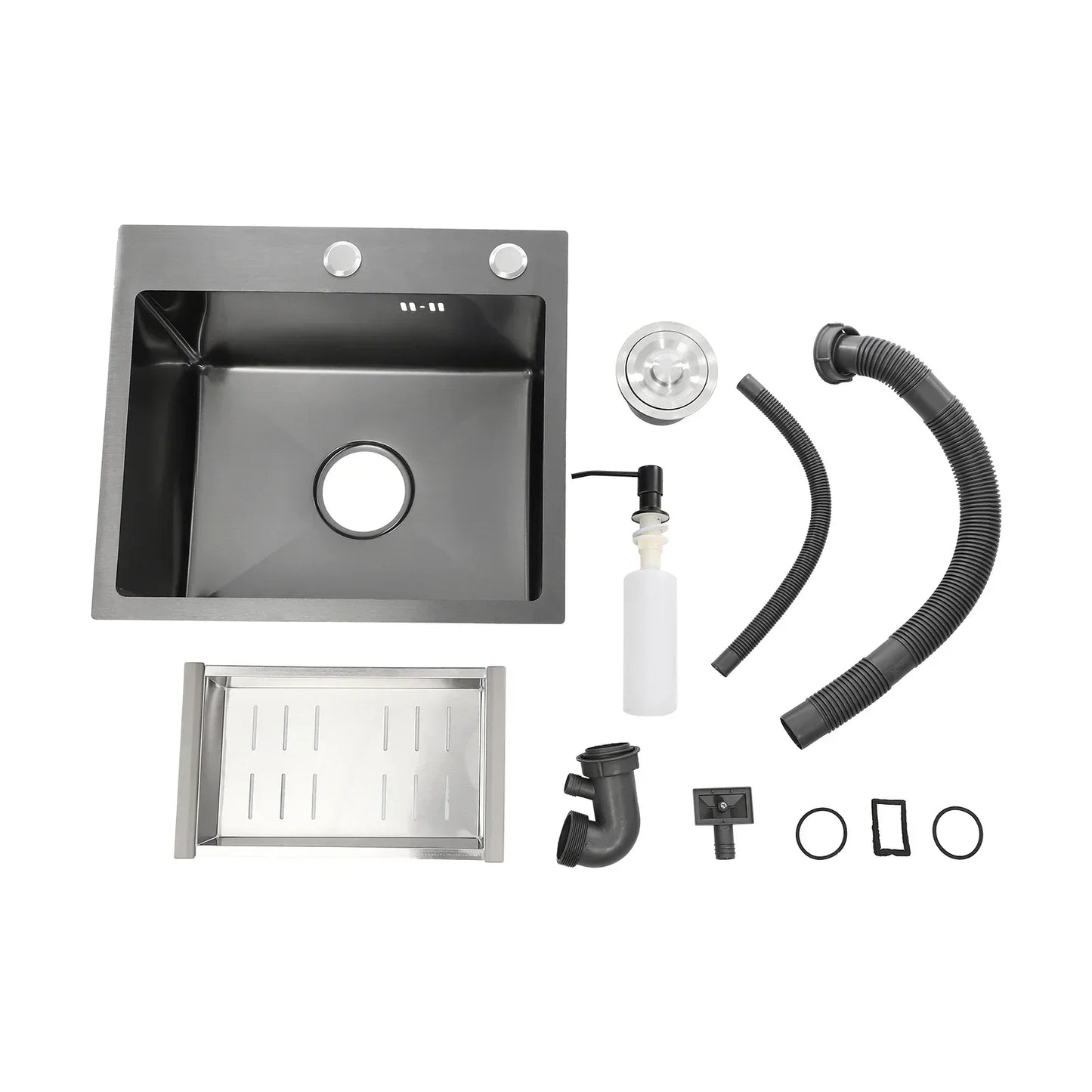 Küchenspüle aus Edelstahl 201 mit Wasserhahn, Seifenspender für Häuser, Restaurants, Wäschezimmer, Keller, 45 x 40 x 20 cm