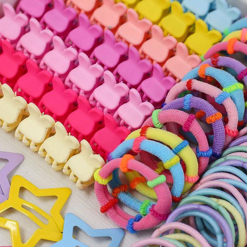 1800PCS Girl Hair Accessories Set Glamour Dainty Hairpins Girl Elastic Hair Bands Hairpins Flower Hair Claws Hair Ties A1314.
