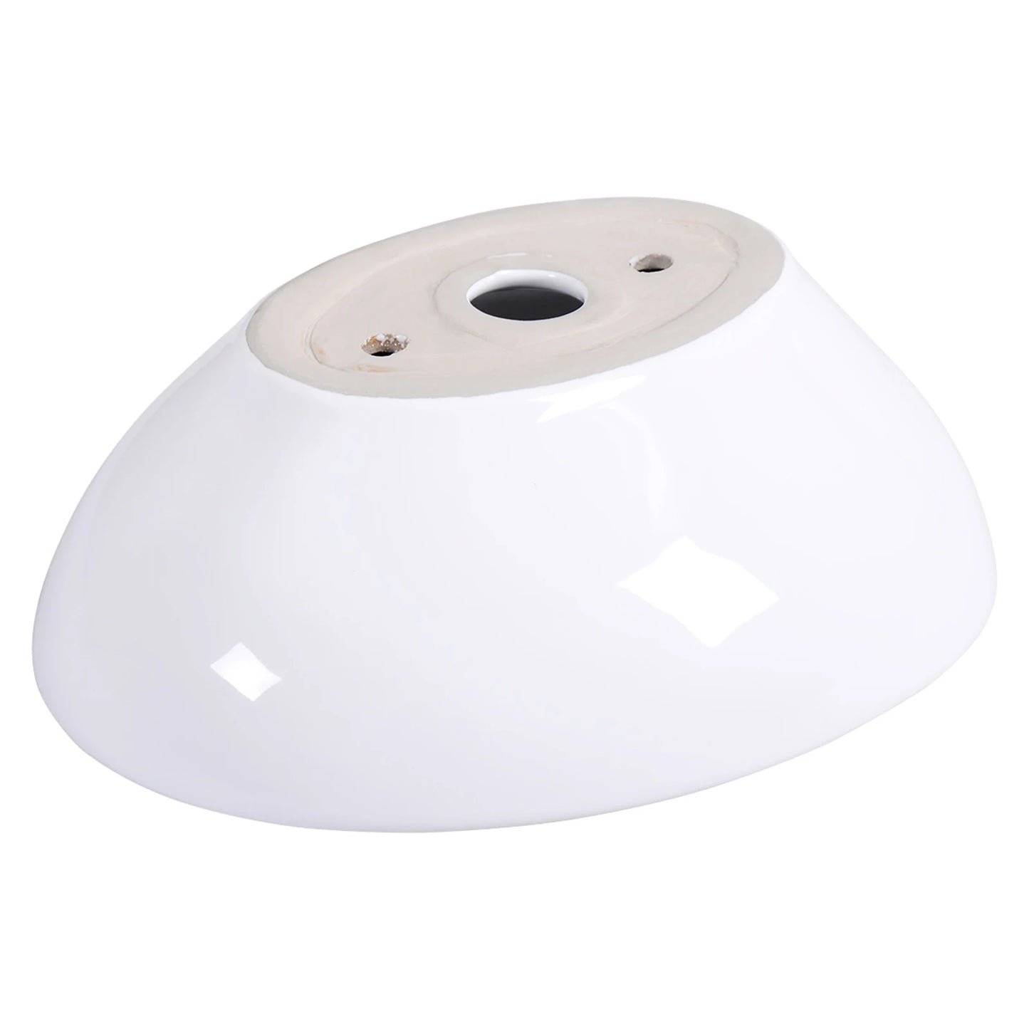 Rundes Aufsatzwaschbecken aus Keramik mit hohem Rand, weiß