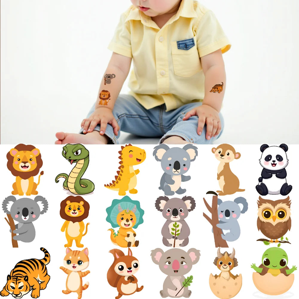 54 stücke Temporäre Tattoo Fictional Tier Darstellungen Cartoon Cartoon Tiere Wildlife Icons Temporäre Tattoo Aufkleber Für Arme.