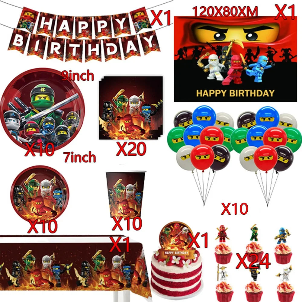 Neue Ninja Geburtstag Dekoration Supplie Ballon Geschirr Cartoon Banner Hintergrund Kuchen Dekoration Party Supplie Baby Dusche geschenk