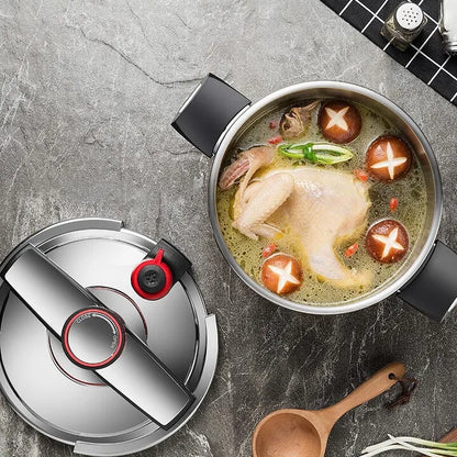 304 Stainless Steel Pressure Cooker Large Capacity Thickened Anti Explosion Induction Cooker 100Kpa Dual Adjustment.
