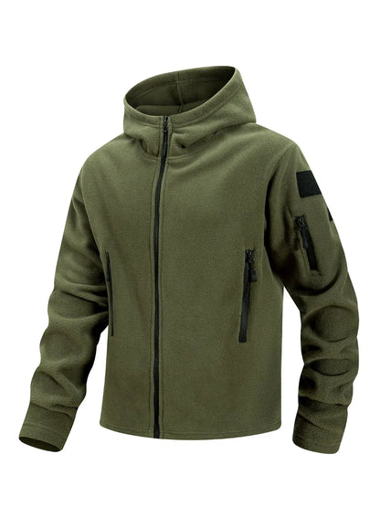Men's Polar Fleece Zipper Hooded Jacket Autumn Winter Thermal Warm Work Coats Full-Zip Up Windproof Outdoor Hoodie Sweatshirt.