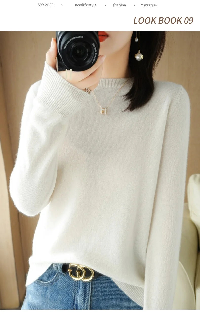 Herbst Winter frauen Pullover Oansatz Kaschmir Solide Pullover Schlank Bodenbildung Shirt Langarm Casual Grundlegende Pull Femme Pullover