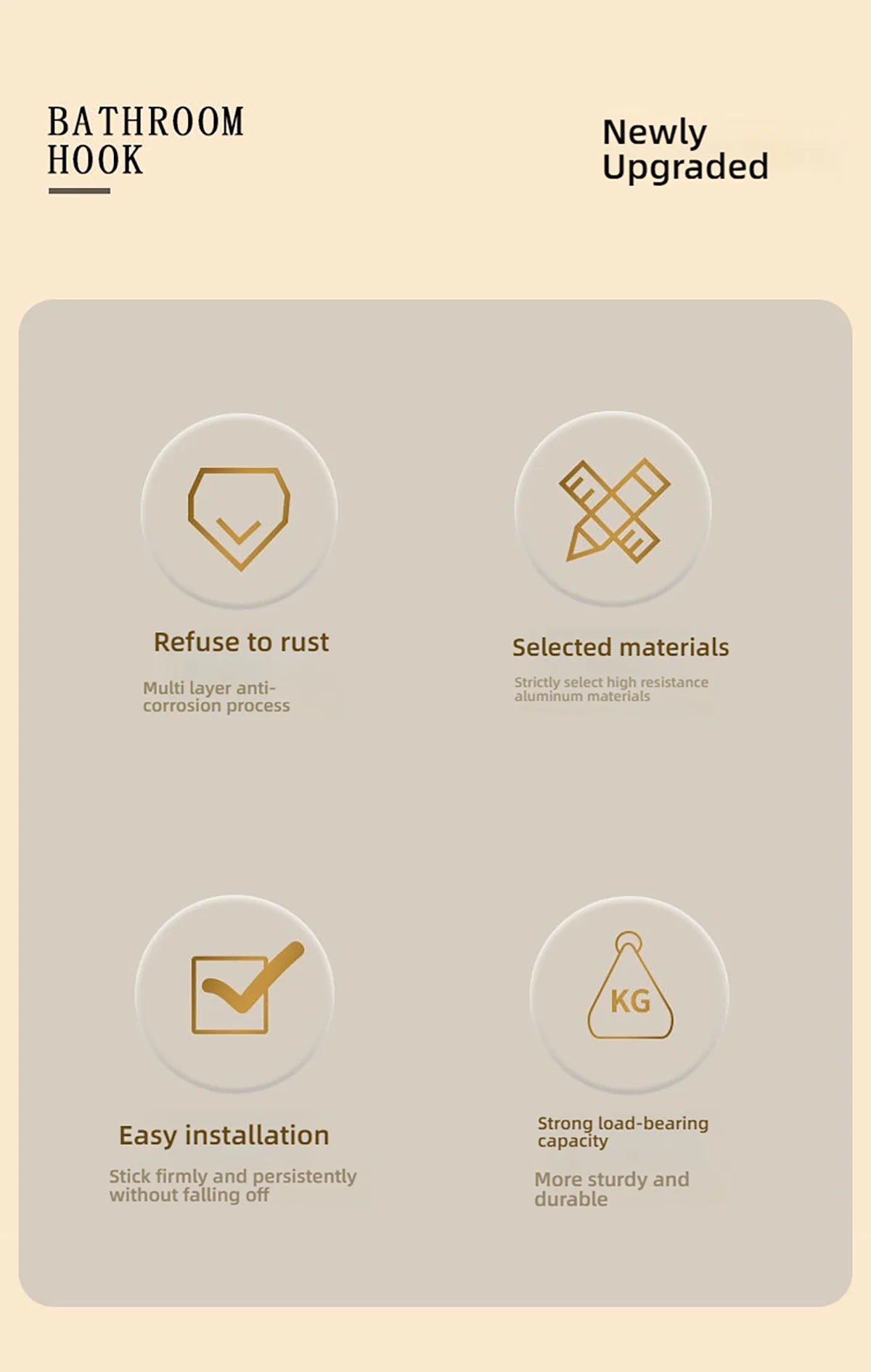 Space Aluminium-Badezimmerhaken hinter der Tür, hohllose Badezimmerhaken, Schlafzimmeraufbewahrung, Wandaufhängerhaken