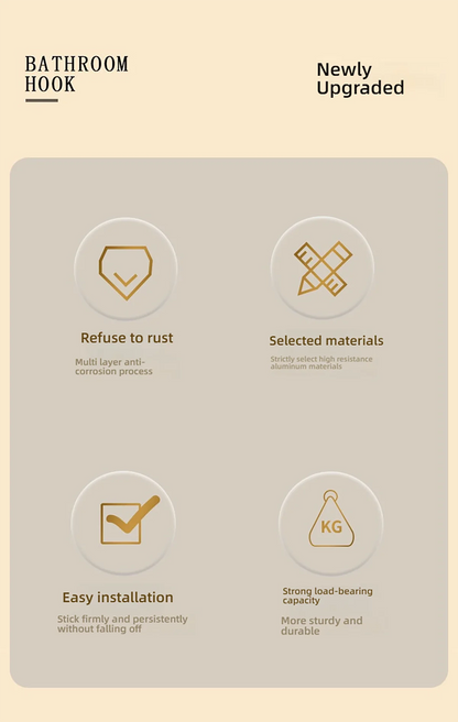 Space Aluminium-Badezimmerhaken hinter der Tür, hohllose Badezimmerhaken, Schlafzimmeraufbewahrung, Wandaufhängerhaken