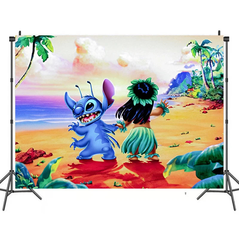 Disney Rosa Stich Geburtstag Party Dekorationen Mädchen Einweg Geschirr Ballon Kuchen Topper Tischdecken Liefert Baby Dusche.
