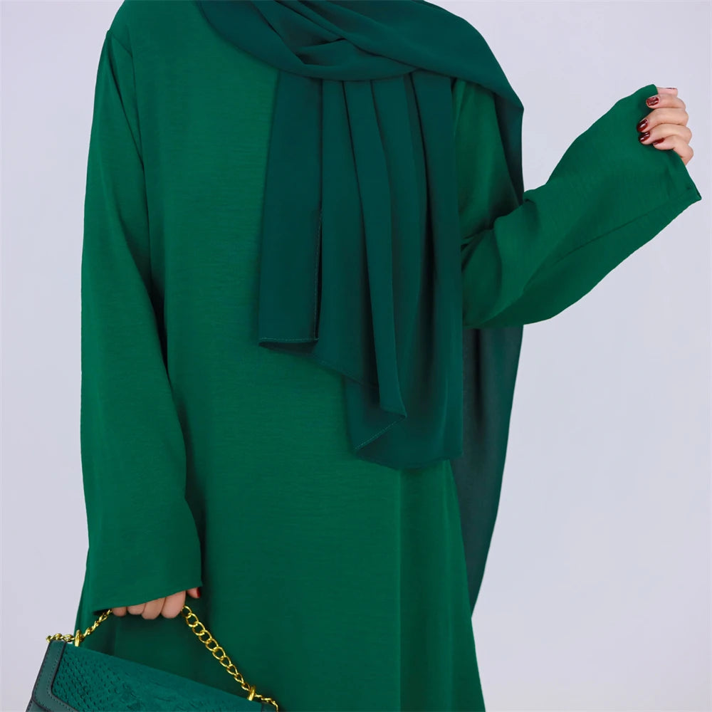 Ramadan Eid Solid Linen Dubai Abaya Turkey Islam Muslim Modest Dress Kaftan Prayer Clothes For Women Kebaya Robe Femme Musulmane