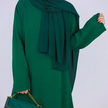 Ramadan Eid Solid Linen Dubai Abaya Turkey Islam Muslim Modest Dress Kaftan Prayer Clothes For Women Kebaya Robe Femme Musulmane