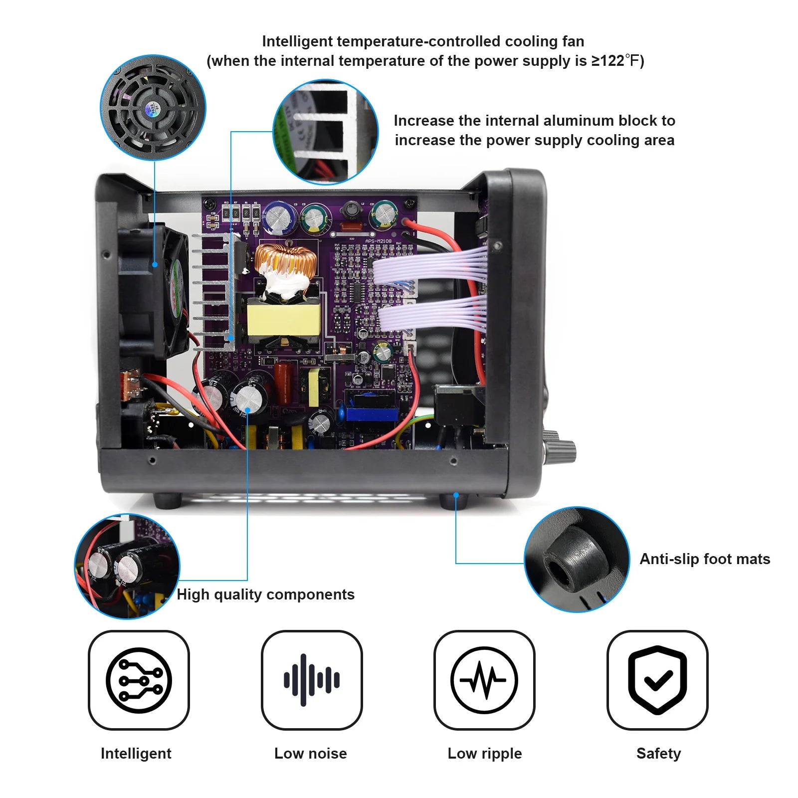 Wanptek 30V 5A 10A Switching Power Supply with 3 Groups Memory Storage Laboratory Work Regulated Power Supply Preset Current.